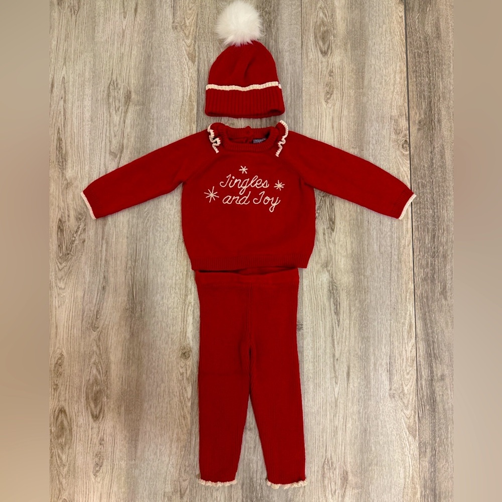 Tahari Baby Girls 12 Month Red Holiday Sweater Outfit